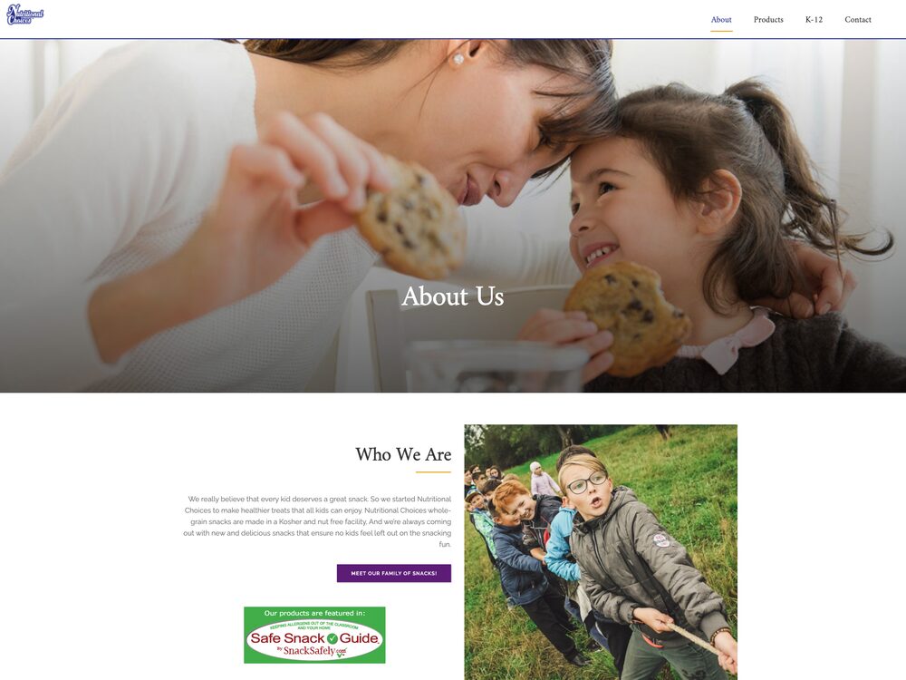 About Us page, desktop