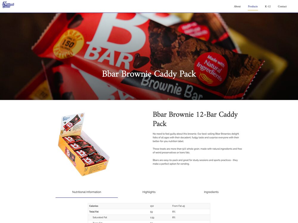 Bbar Brownie Caddy Pack product page, desktop