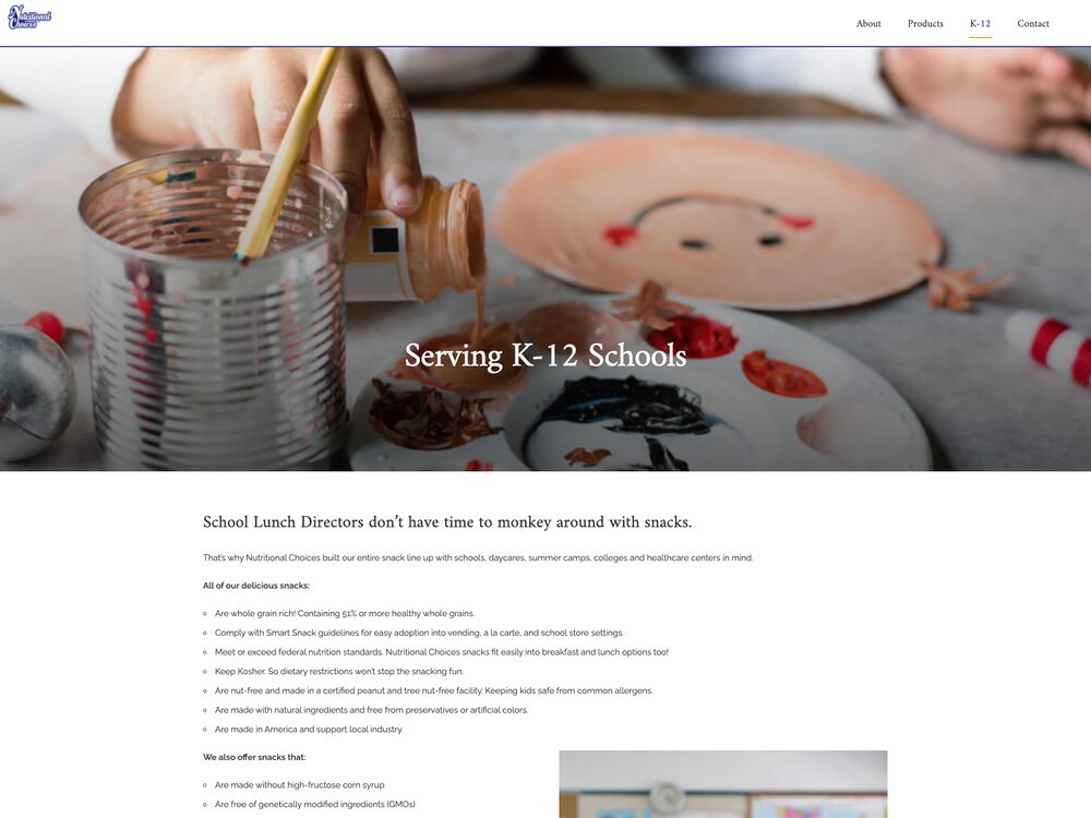 K-12 page, desktop