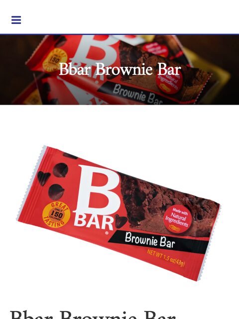 Bbar Brownie Bar product page, mobile