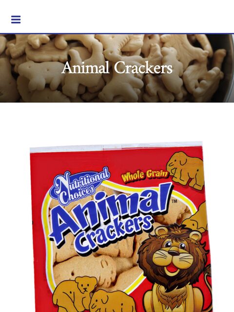 Animal Crackers product page, mobile