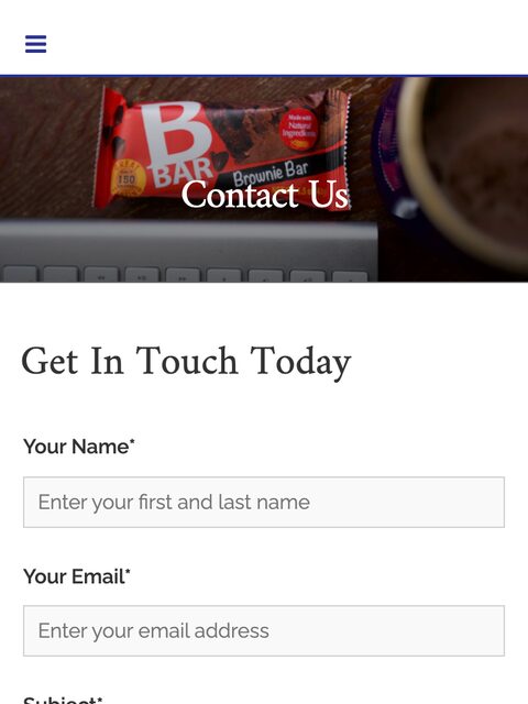 Contact Us page, mobile